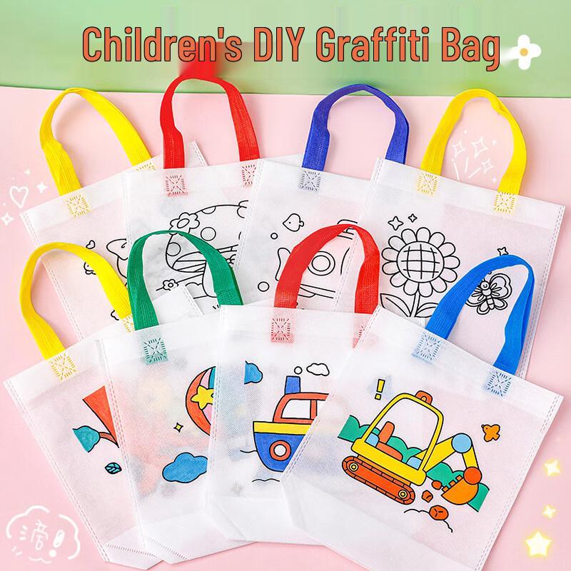 Linen DIY Cartoon Graffiti Tote Bag Kit
