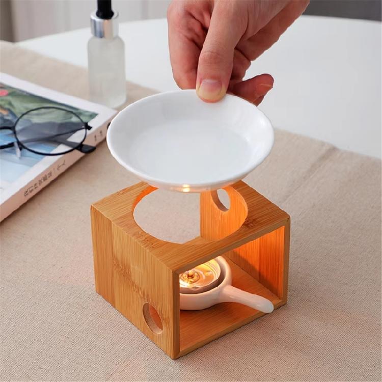 Elegant Wood Oil Warmer Diffuser Holder With Removable Ceramic Bowl For Easy Cleaning And Maintenance