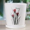 White Ceramic Flower Pot Creative Indoor Simplicity and Personality with Tray Home Balcony Desktop Potting