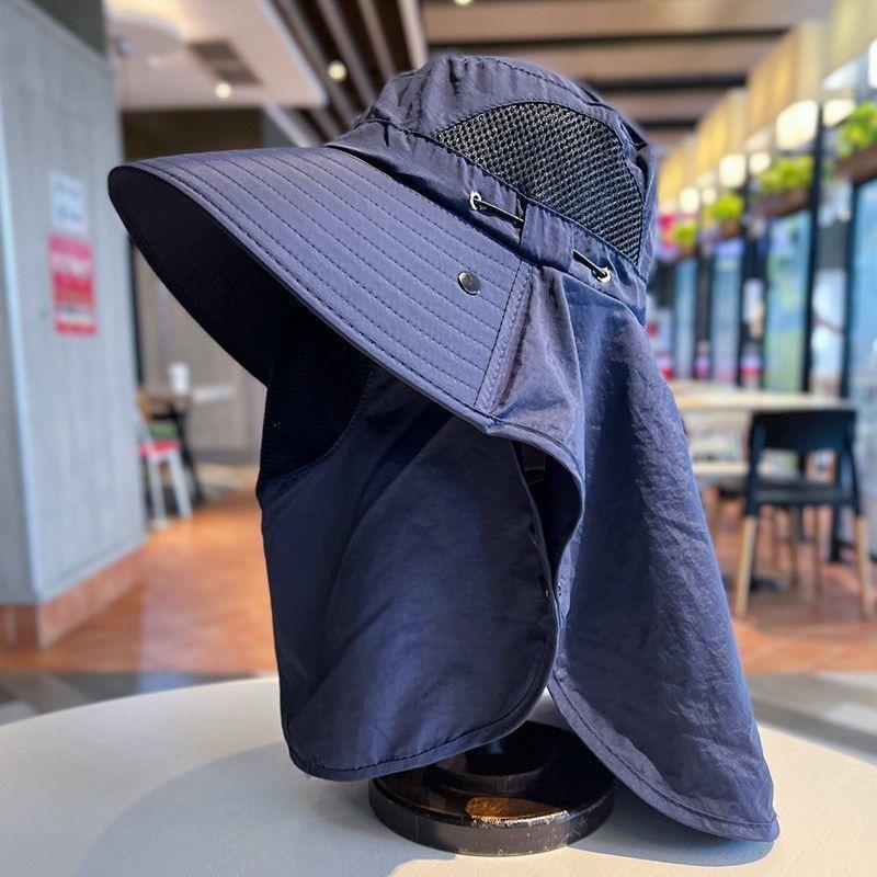 Bucket hat men's summer UV protection outdoor travel hat fishing mask face protection sun hat big brim sun hat