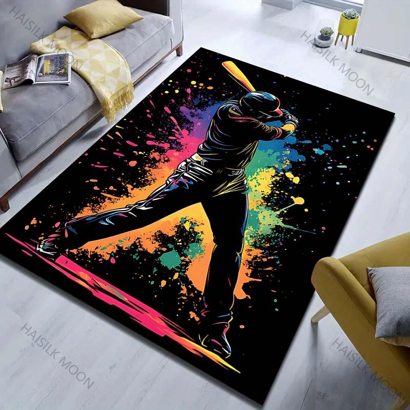 1PC Baseball Swing Colorful Splash Carpet for Living Room Bedroom Sofa Home Decor Rus Non-slip Floor Mat Luxury Gift