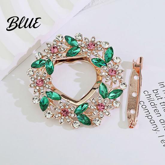 Wear-resistant Brooch Women Scarf Fastener Sparkling Rhinestones Leaves Flower Shape
