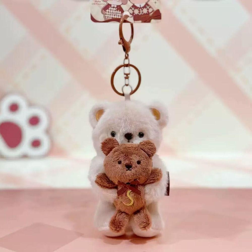 Bear Rabbit Dog Keychain Cartoon Key Ring Creative Rabbit Plush Dolls Pendant  Bag Key Decor