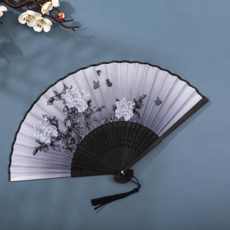 Classical Chinese Dance Fan - Handmade Bamboo Folding Fan for Wall Decor, Performance Costume & Partition Screen