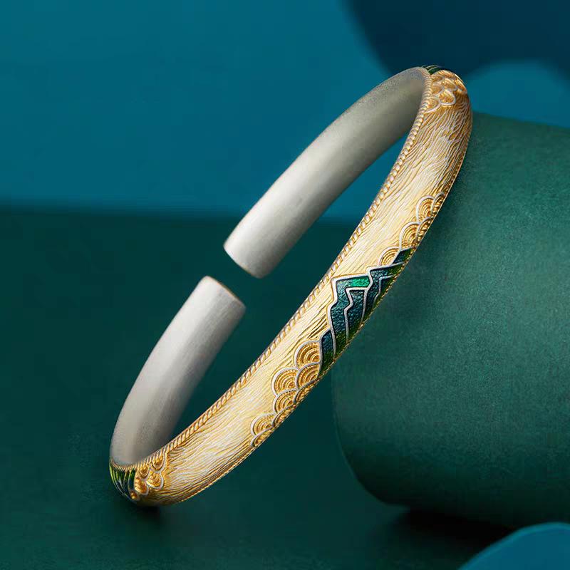New Chinese Thousand Miles Jiangshan Bracelet Classical Display Temperament Simple Versatile Light Luxury Open Hand