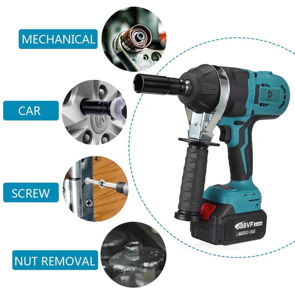 2180N.m High Torque Brushless Electric Impact Wrench 1/2 inches Socket Wrench Cordless Driver Tool for 1pc / 2pcs / None 18V Battery