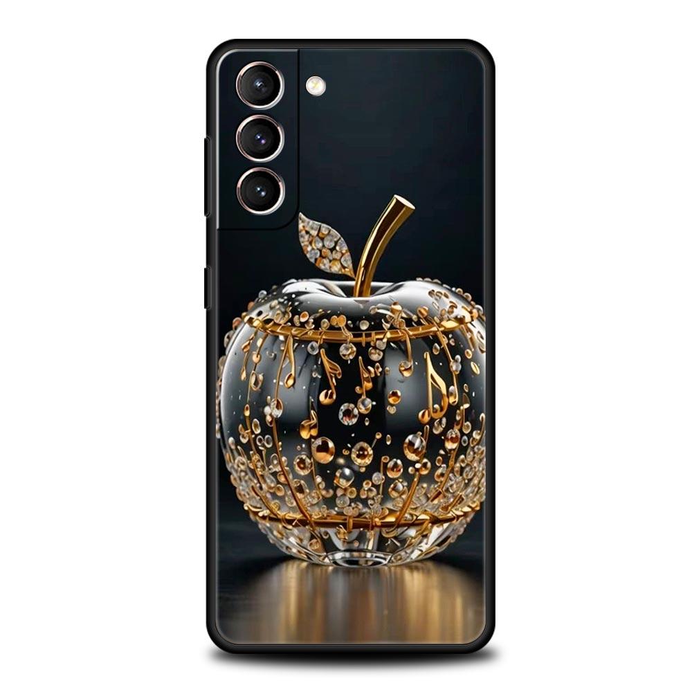 Happy Black Apple Phone Case Cover for Samsung Galaxy S26 S25 S24 S23 S22 S20 S21 FE Ultra S25 Edge Plus 5G Soft TPU Shell Capas