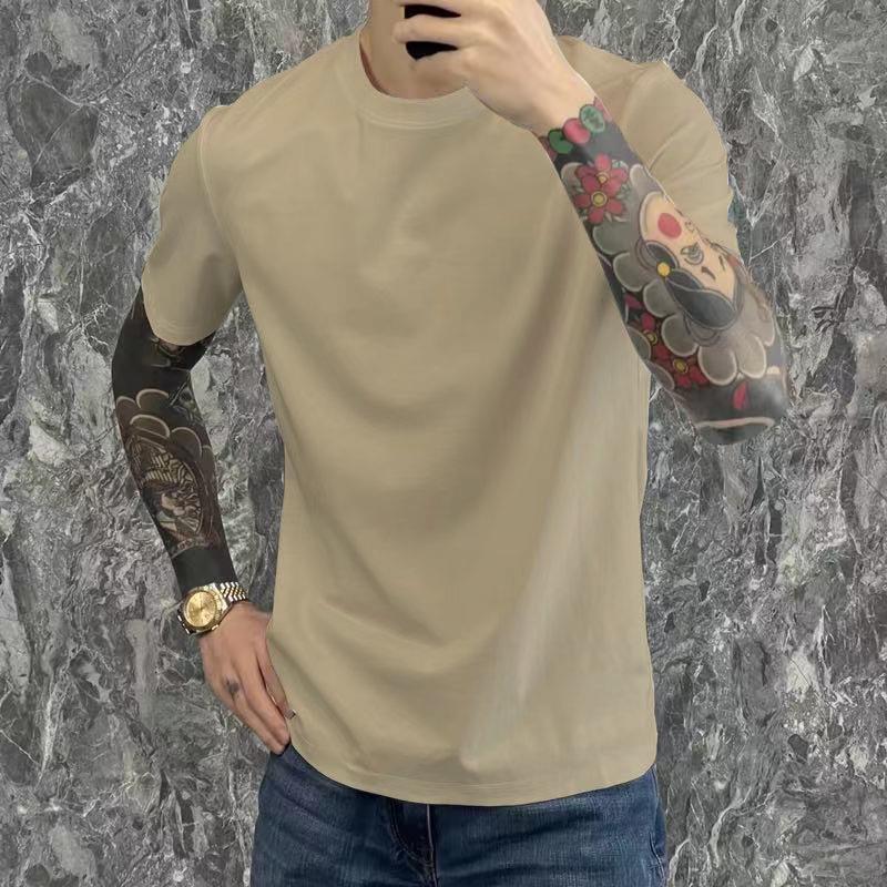 

Мужская однотонная футболка с круглым вырезом и коротким рукавом 5XL