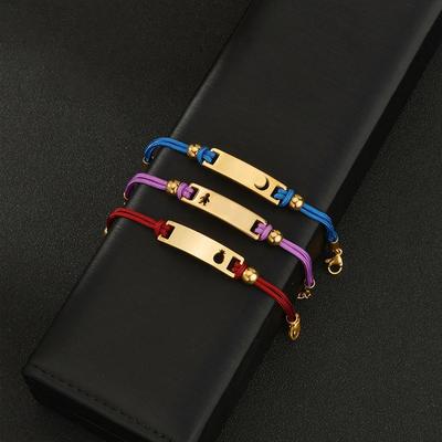 Customized Name Bracelet Engraving Nameplate Bracelet Stainless Steel Id Tag Rope Chain Bracelets For Kid Baby Anniversary Gift