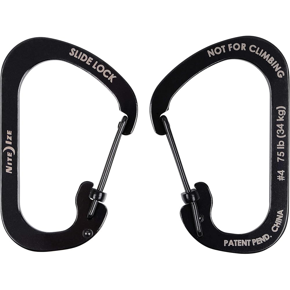 Nite Ize SlideLock Carabiner #4 Black 3.5 in Durable Lightweight Clip
