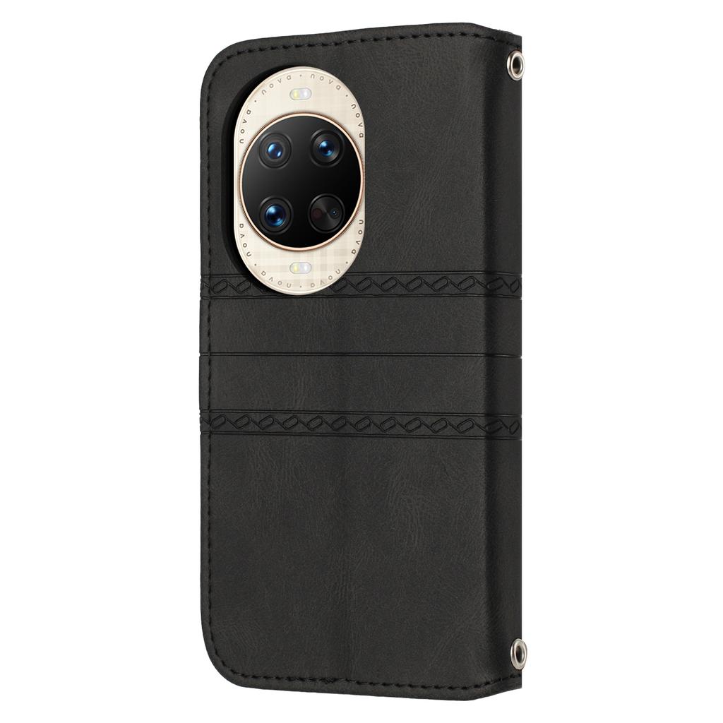 For Huawei Nova 14 Ultra 5G Case Wallet Skin-Touch Leather Imprinted Phone Cover with Wrist Strap
