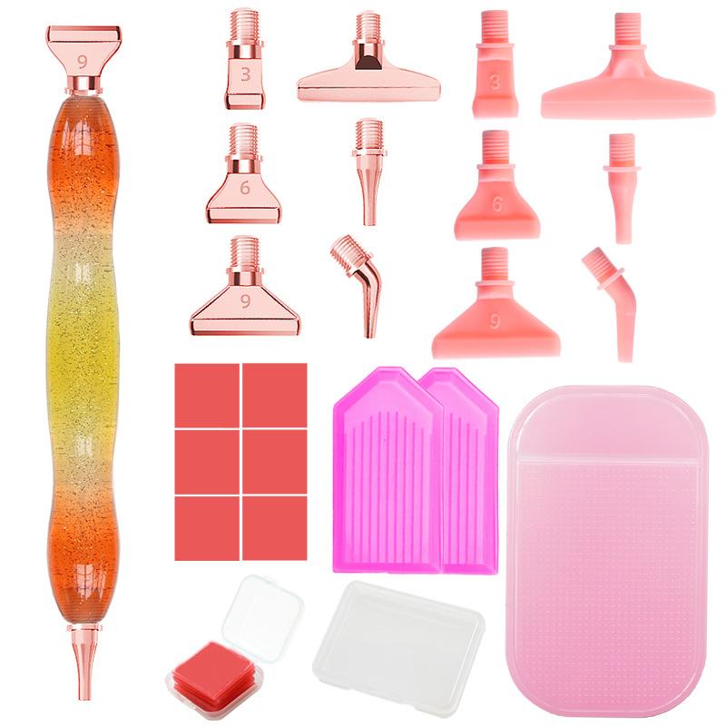 Glitter Gradient Resin Diamond Painting Pen Kit 12 Interchangeable Tips 6 Wax Blocks 2 Sorting Trays Correction Tool Ergonomic Grip