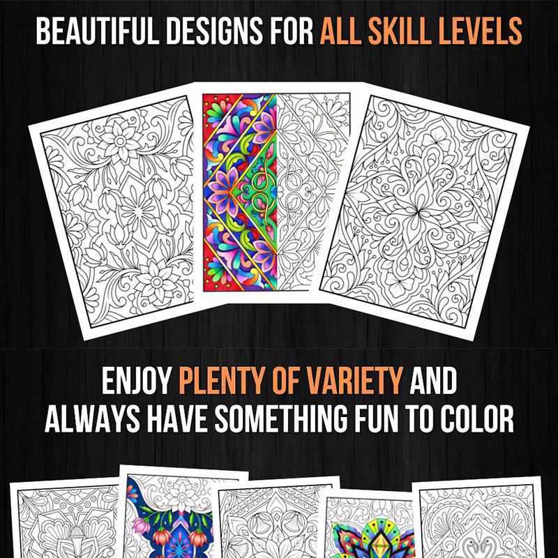 Mandala Coloring Book: 100 Easy Tear-Out Sheets with Unique Patterns for DIY Adult Stress Relief.