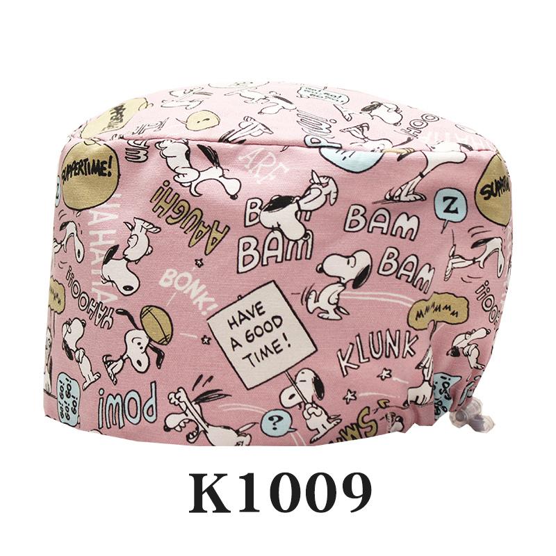 Cartoon Printed Nursing Caps Men Women Medical Hats Adjustable Long Hair Pet Dental Clinic Doctors Scrub Hat