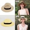 Summer Wide Brim Panama Straw Hat With Neck Protection For Beach And Garden Use