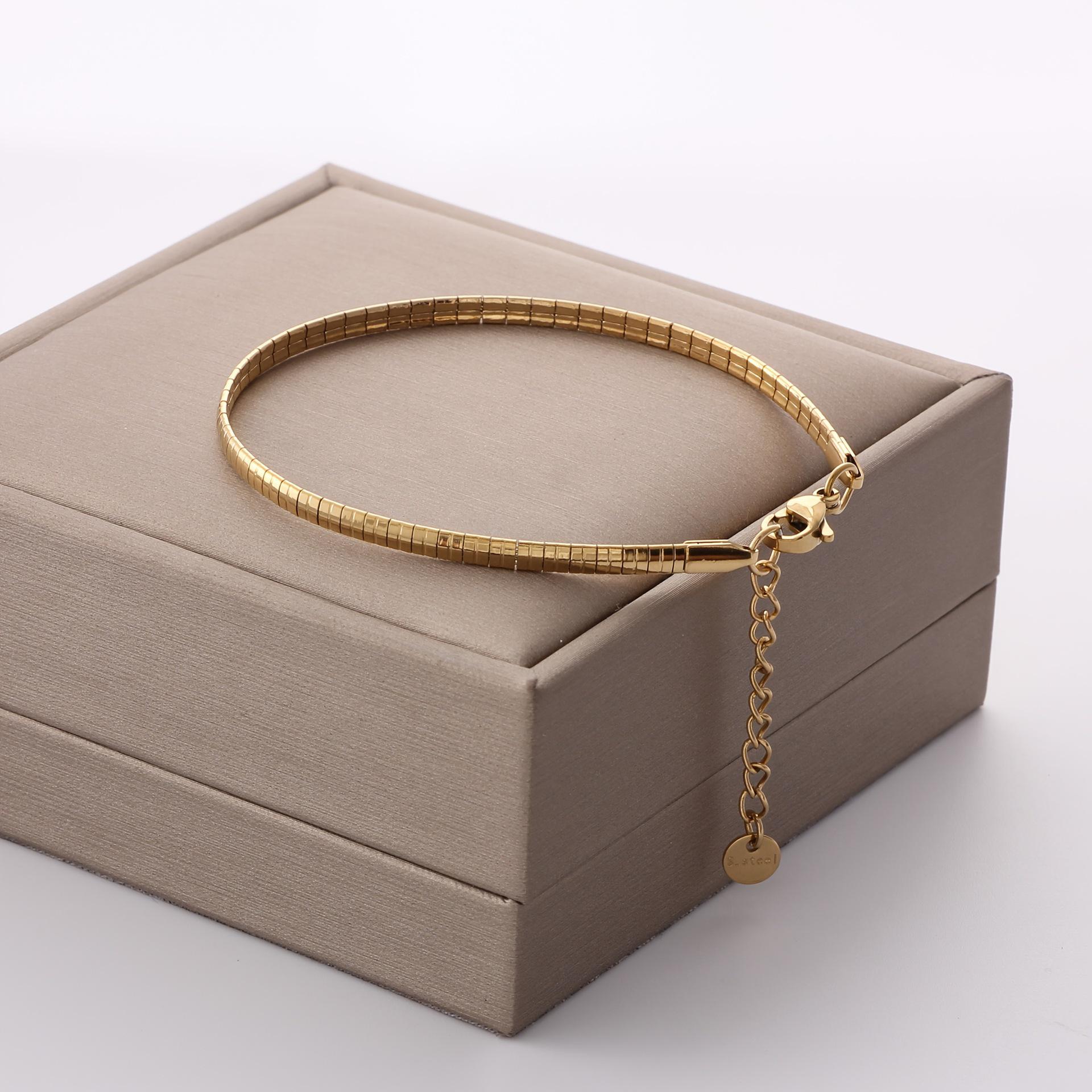 18K Gold Electroplated Snake Bone Chain Bracelet - Titanium  Stainless Steel Hip Hop Jewelry