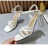 Heel Femmes Sexy Talons Clairs Sandales Pantoufles Dames Croix Sangle Boucle Chaussures