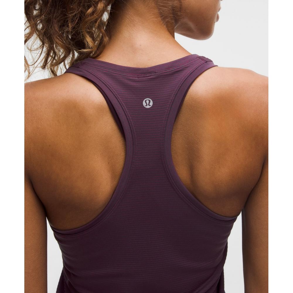 Lululemon Swiftly Tech Racerback Tank Top 2.0  Waist Length Spandex Stripe Plum Indochine Blue