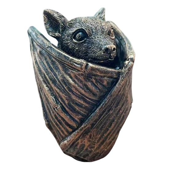 Yousheng Halloween Gothic Bat Storage Box Simulated Bat Resin Figurine Statue Retro Bat Jewelry Trinket Organizer Box Party Decoration Ornament