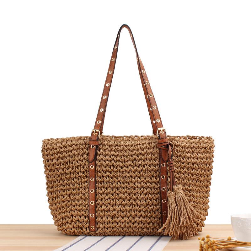 Phoenix Eye Single Shoulder Woven Crochet Tassel Beach Bag for Women