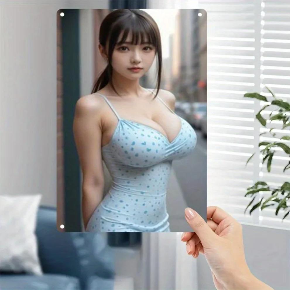 Vintage Metallwandkunst mit blauen Augen Retro-Porträt - Langlebiges Eisenschild für Heimbar Café Dekoration Weihnachtsgeschenk