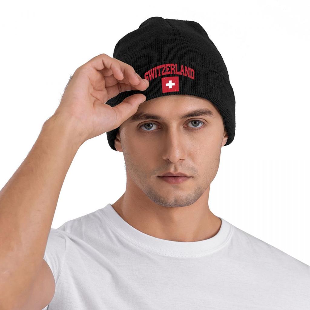 Coat Of Arms Of Switzerland Flag Warm Knitted Cap Winter Knit Bonnet Hat Skullies Beanies Hip Hop Caps for Unisex
