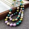 Vintage Autumn And Winter Morandi High-Gloss High-Quality Mixed-Color Artificial Pearl Collarbone Chain Necklace