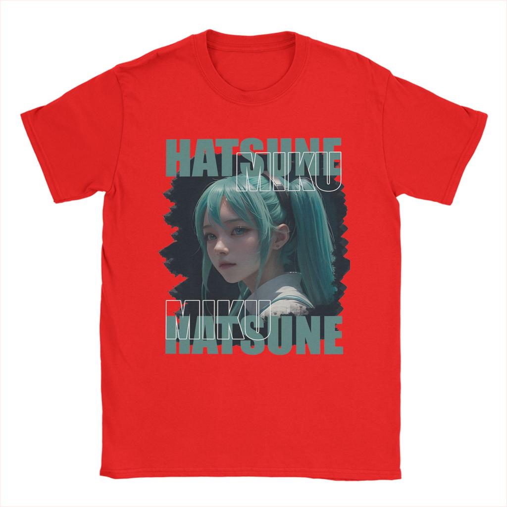 Fashion Anime Hatsunes Mikus Tshirts Men 100%Cotton Short Sleeve Round Neck Summer Clothes