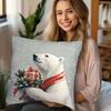 1pc Christmas Polar Bear Pillow Cover - Arctic Snowflake Decor with Gift, Soft Short Plush Sofa Cushion Cover, Suitable for Living Room, Office - Sing