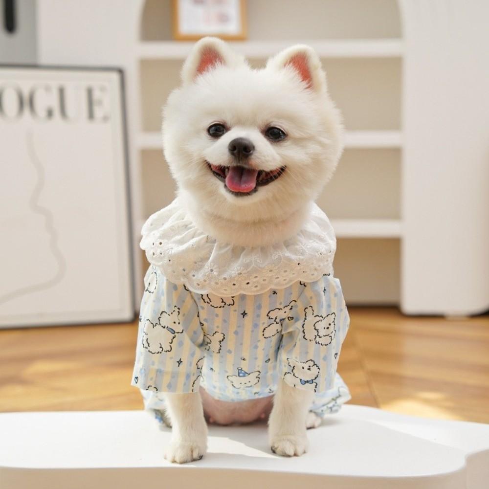 Button Down Design Pet Sleepwear Strips Pattern Indoor Lounge Wear Soft Puppy Shirt For Small Dogs