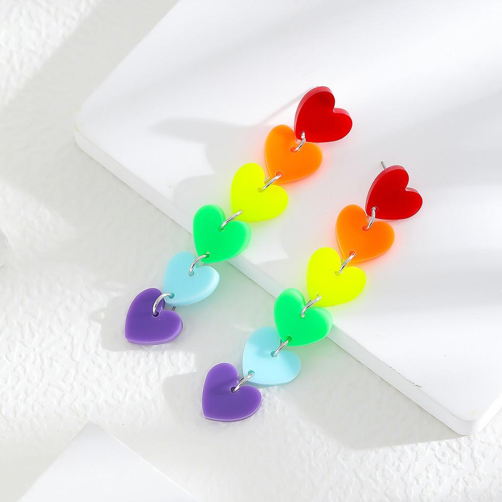 Stylish Heart-shaped Acrylic Earrings For Women Multicolor Fashion Statement Jewelry
