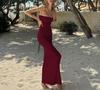 European and American women's clothing summer new one-word collar tube top, backless straps, sexy tight waist and thin dress