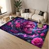 Totenkopf Gothic Thema Weicher Kristall-Samt Teppich Benutzerdefinierter Name & Text Druck Rutschfester Boden Teppich für Schlafzimmer Wohnzimmer