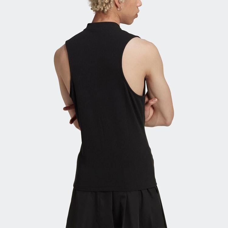 Adidas Solid Color Half-Zip Stand Collar Athletic Tank Top Unisex Tops Black HN3671