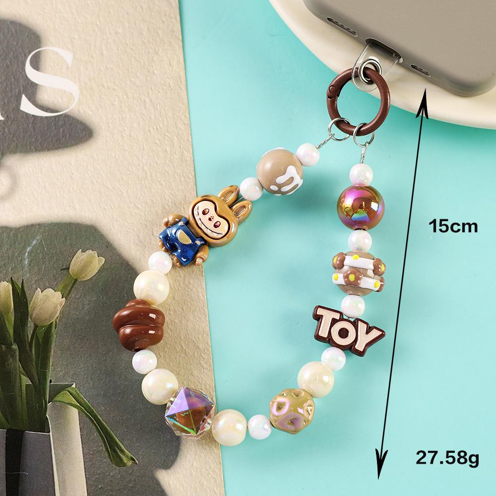Handmade Cartoon Phone Charm: Dopamine Colors Beaded Keychain Lanyard
