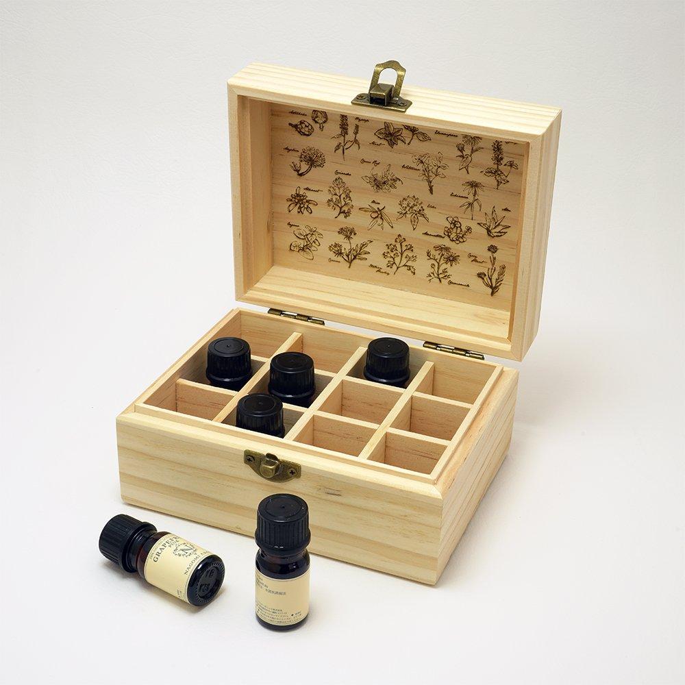 Eaoike Natural Wood Essential Oil Storage Box (Holds 12 Bottles)