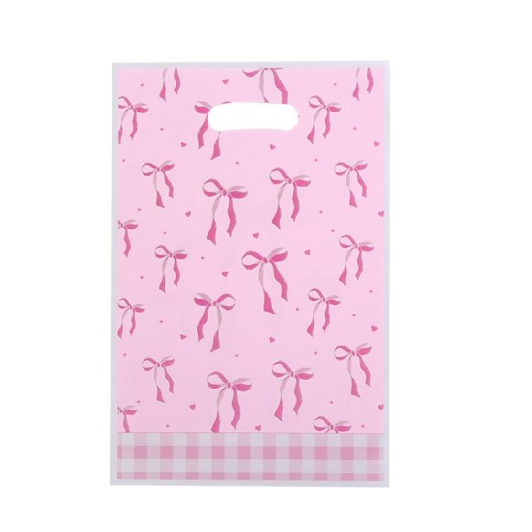 Durable Pink Bows Print Plastic Storage Bags For Jewelry Accessories Rainy Day Protections Pouches
