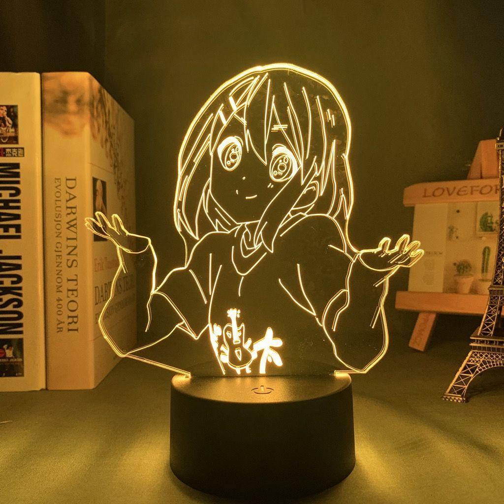 Anime K-ON Noční světlo Figurka Hirasawa Yui Měnící barvy Stolní lampa Dekorace do ložnice Dárek