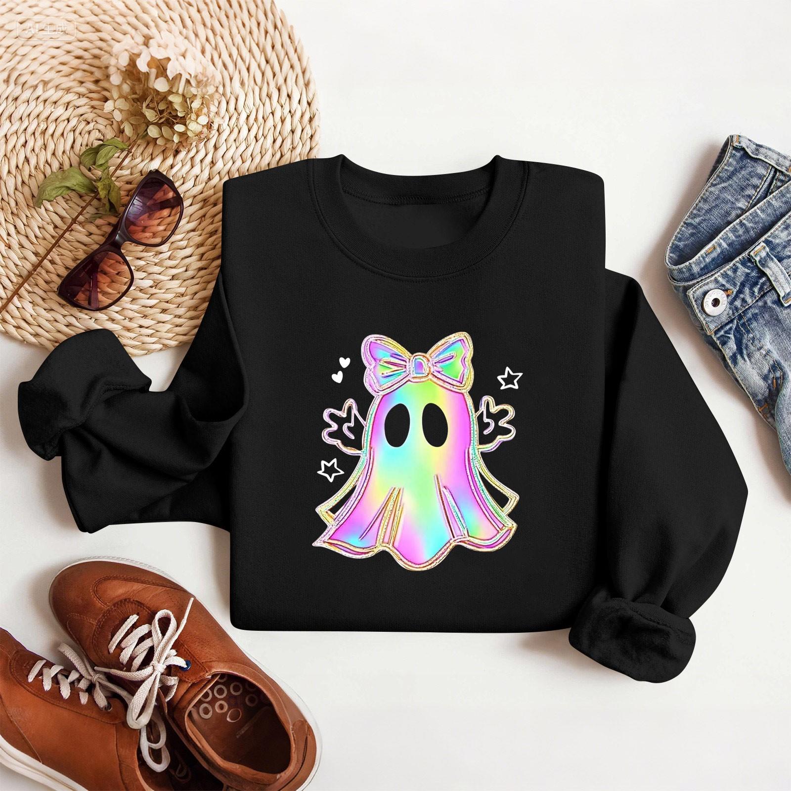 

Женские топы Женский свитшот с длинным рукавом Повседневный с круглым вырезом Свободного кроя Пуловер Флисовые топы XXL чёрный