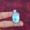Larimar Anhänger Edelstein Schmuck, 925 Sterling Silber Anhänger, handgefertigter Schmuck Geburtsstein Anhänger, Geschenk für Ihn