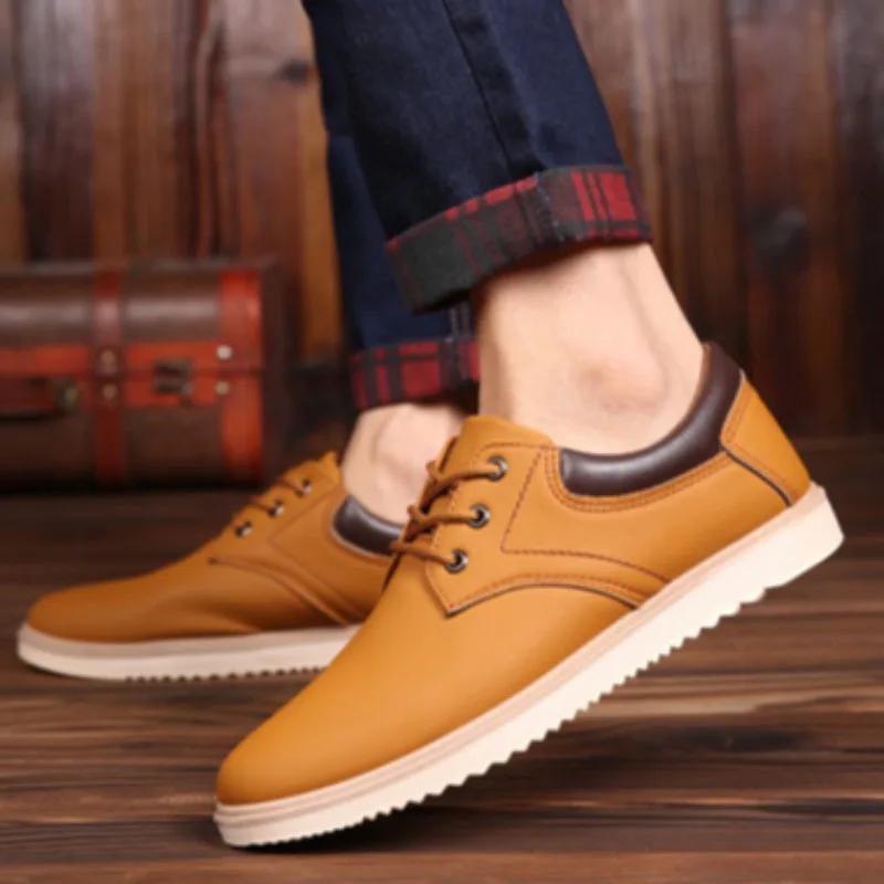 Fashion Men's Loafers Fashion PU Leather Casual Shoe Light Comfort Flats Lace Up Oxfords Driving Shoes for Men Sneaker Zapatillas Hombre