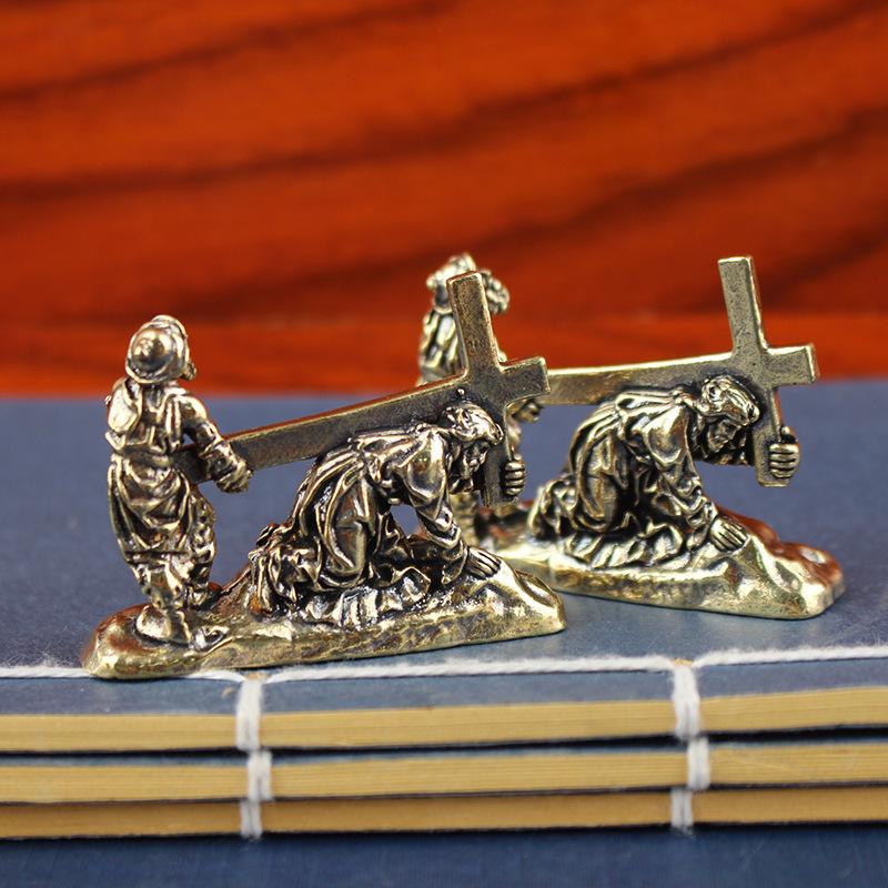 Cross Slave Figure Home Decor Crafts Western Ornament Brass Ornament Crafts Desktop Ornament