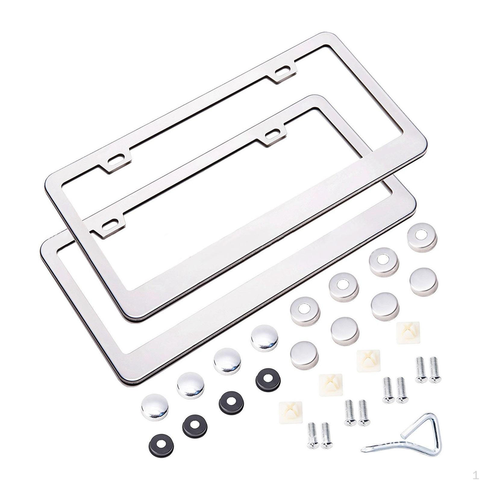 

2 Pieces Front Back License Plate Frame, Bracket, US Vehicles Holder for срібний