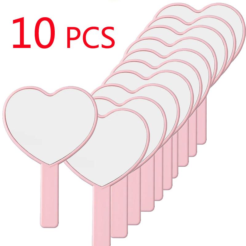 Cute Heart-shaped Handheld Makeup Mirror 5/10pcs Portable Small Kawaii Love Mirror As A Mini Gift for Ladies Princesses Party