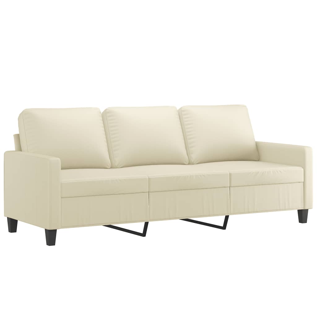 Vidaxl 2-Osobowa Sofa Z Poduszkami, Kremowa, Sztuczna Skóra