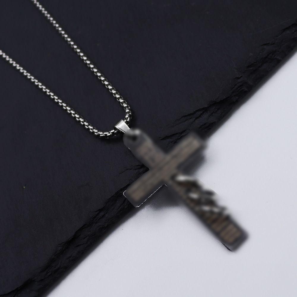 Men's Retro Cross Scripture Pendant Necklace - Hip Hop Style