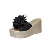 Thick-soled large flower muffin and slippers women's 2024 summer new high-heeled wedge heel large-size women's slippers
