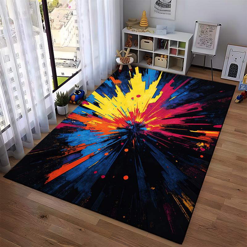 Abstract Colorful Burst Pattern Carpet, Modern Art Style Rug Design Suitable for use as an anti-slip for living room bedroom sofas
