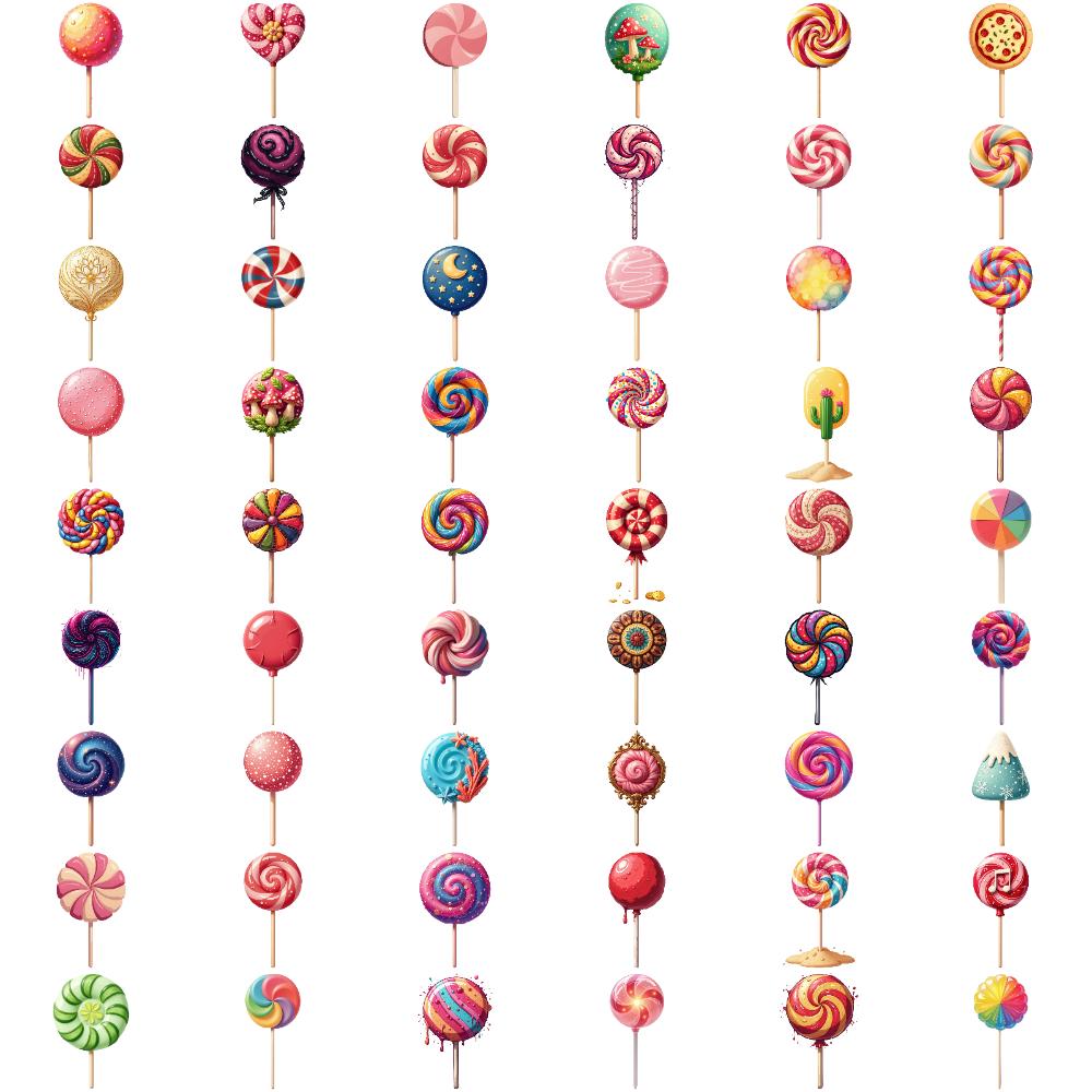 54pcs Creative Lollipop Temporary Tattoo Stickers Waterproof Body Art Arm Fake Tattoos Boys Girls Disposable Tattoo Stickers