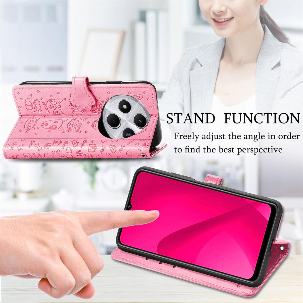 Leather Phone Case For Xiaomi Redmi 14C 4G/14R 5G/Poco C75 4G Wallet Flip Phone Cover Cute Cat Dog Pattern